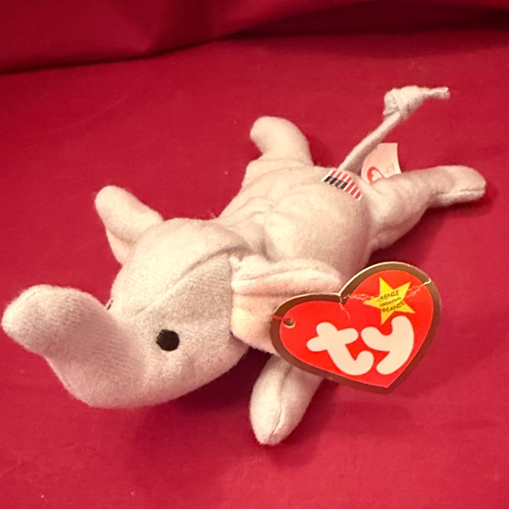 Miniature Ty Plush Elephant and Donkey Set - Gray and Blue - Picture 3 of 8